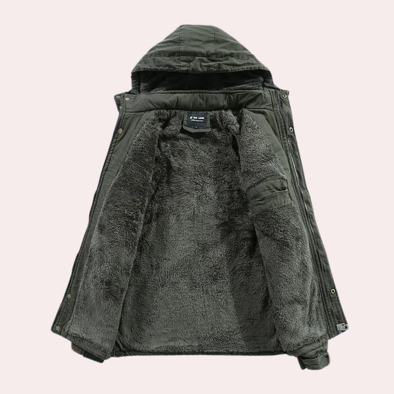 Gefütterte Herren-Winterjacke mit warmer Kapuze - Logan