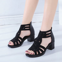 Modische Damen-Wedgesandalen mit Strass und Reißverschluss – Yara