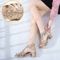 Modische Damen-Wedgesandalen mit Strass und Reißverschluss – Yara