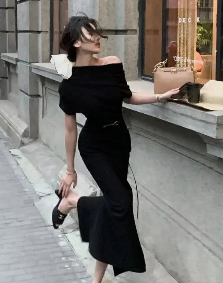 Trendiges Bodycon Maxi Kleid mit Off-Shoulder – Valentina