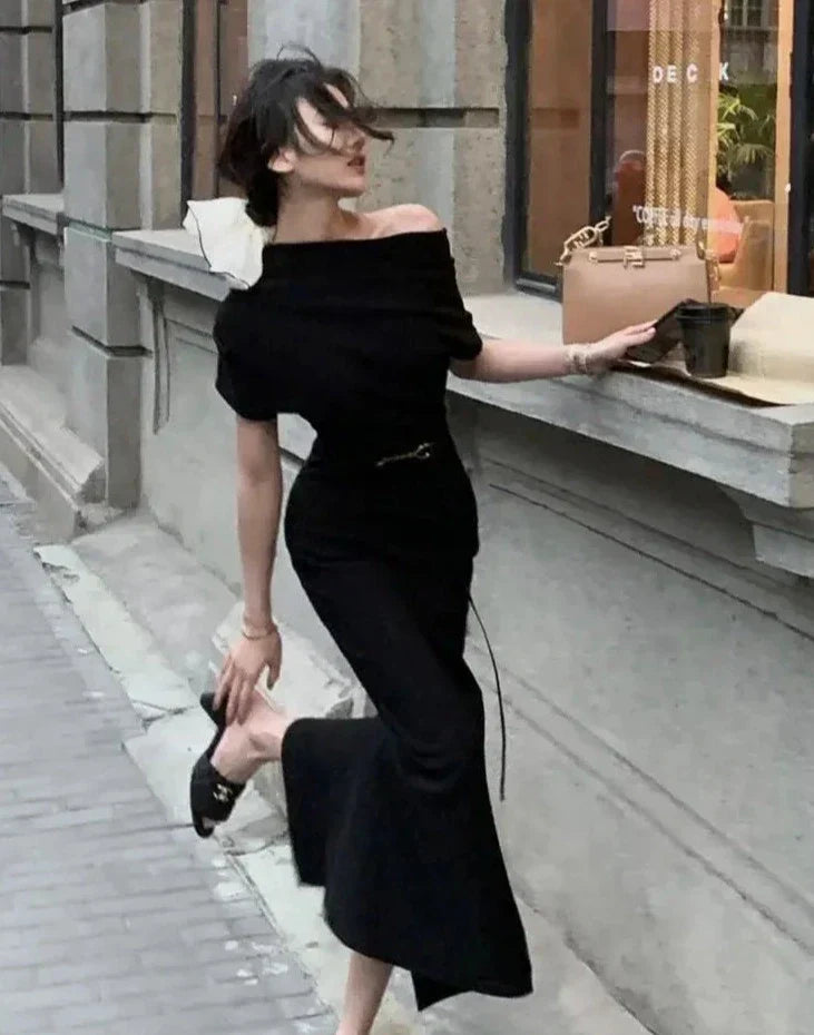 Trendiges Bodycon Maxi Kleid mit Off-Shoulder – Valentina