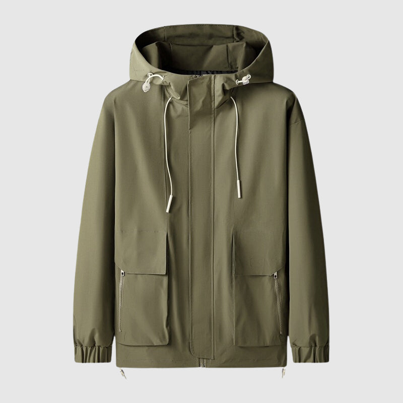 Winddichte Herrenjacke mit Kapuze und Reißverschlüssen - Max