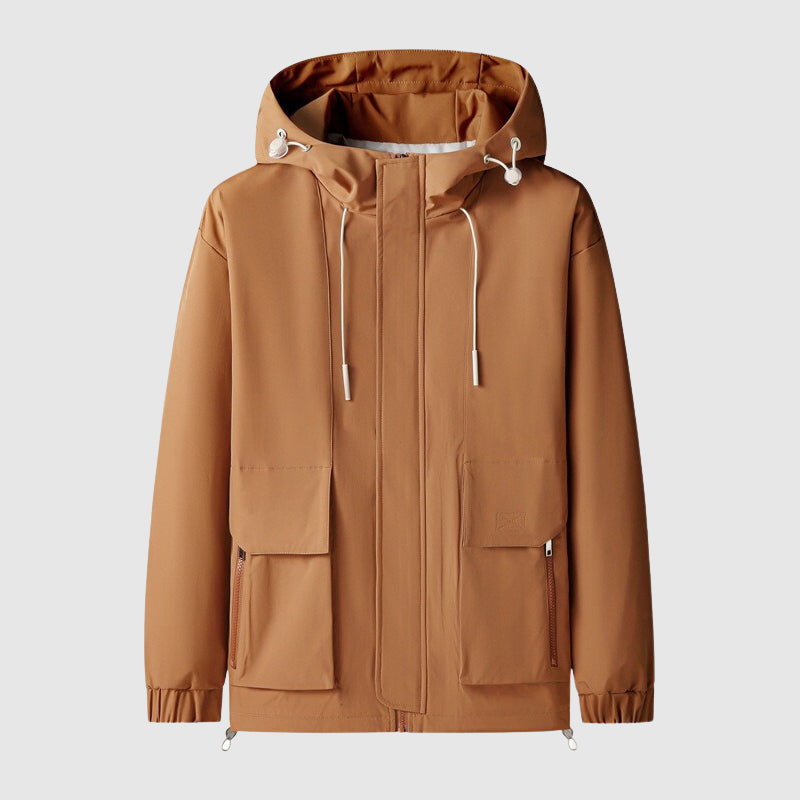 Winddichte Herrenjacke mit Kapuze und Reißverschlüssen - Max