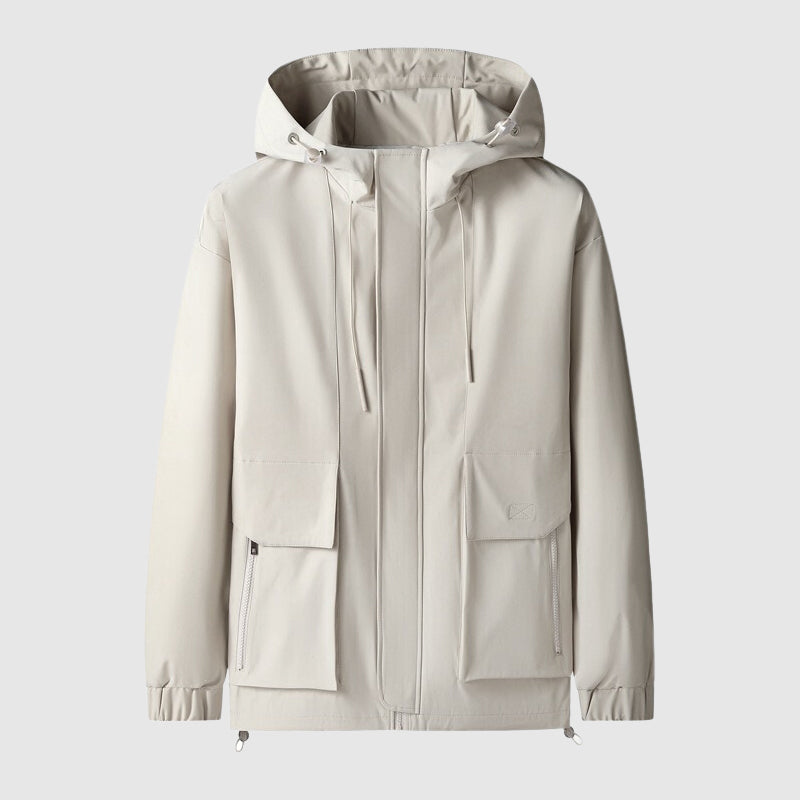 Winddichte Herrenjacke mit Kapuze und Reißverschlüssen - Max