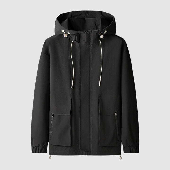 Winddichte Herrenjacke mit Kapuze und Reißverschlüssen - Max