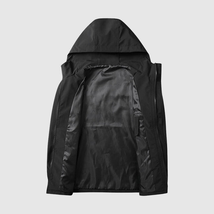 Winddichte Herrenjacke mit Kapuze und Reißverschlüssen - Max