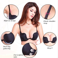 Low Cut Push-Up Bra | With Deep U-Cut
