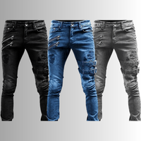 Herren-Denim-Jeans mit Schnallen und Reißverschlüssen - TitanEdge