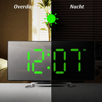 Digitale wekker | Gebogen LED-spiegeldisplay | Automatische dimfunctie