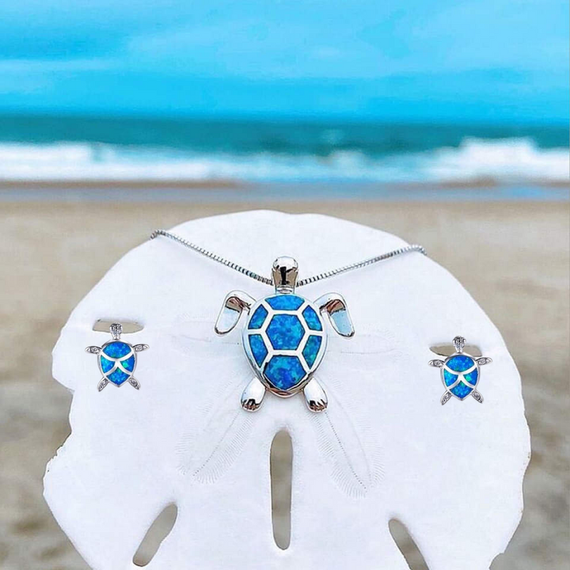 Ocean Wonder Schildkröten-Set mit Halskette und Ohrringen - Mila