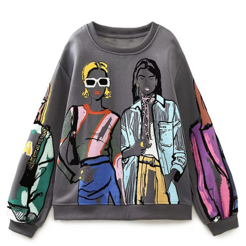 Locker sitzender Pullover mit Wolldruck - Elise