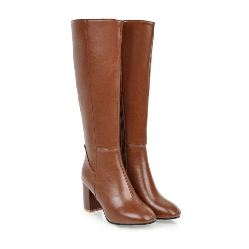 Kniehohe Damenstiefel mit Absatz - Sienna