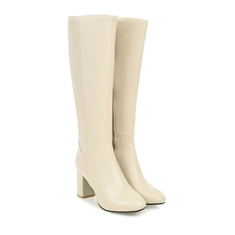 Kniehohe Damenstiefel mit Absatz - Sienna
