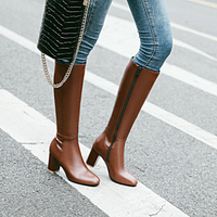 Luxuriöse vegane Leder-Stiefeletten mit Reißverschluss - Eden