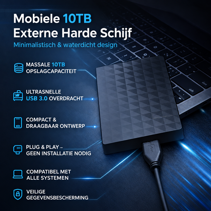 Draagbare USB 3.0 Harde Schijf Met 10TB Opslagruimte – Praktisch Kerstcadeau