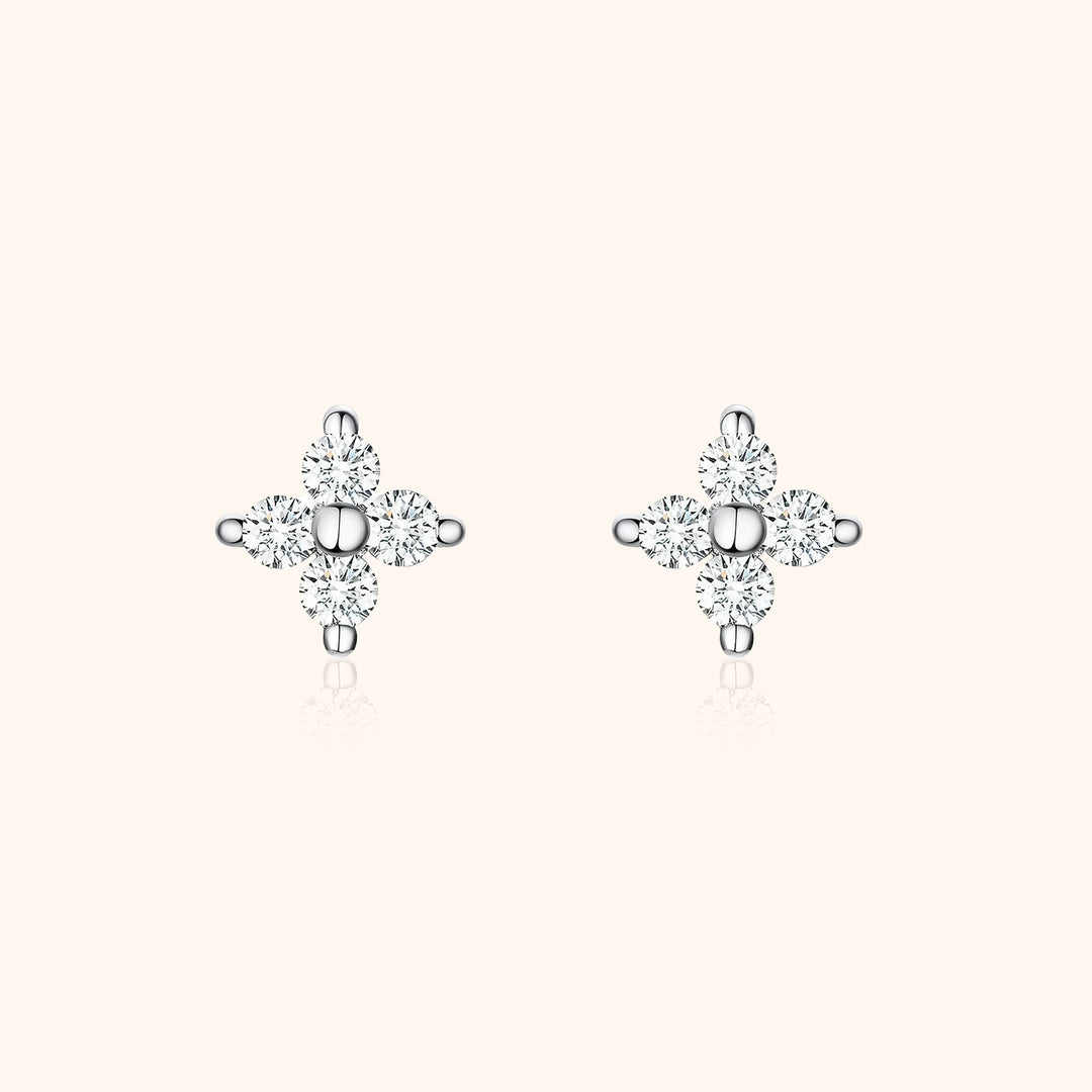 Flower-shaped Zirconia Earrings - Elise