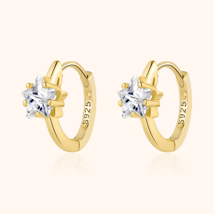 Wide Hoop Earrings with Star Zirconia - Lunara
