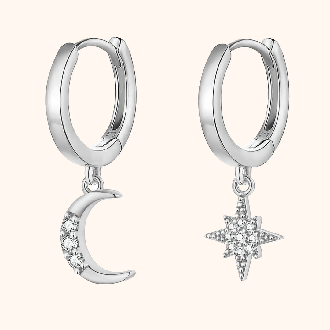 Earrings with Moon and Star - Cosmica