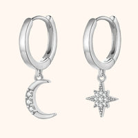 Earrings with Moon and Star - Cosmica