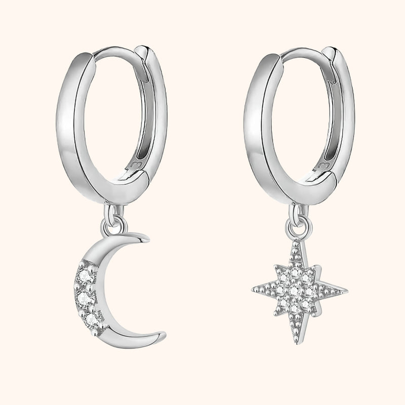 Earrings with Moon and Star - Cosmica