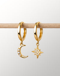 Earrings with Moon and Star - Cosmica