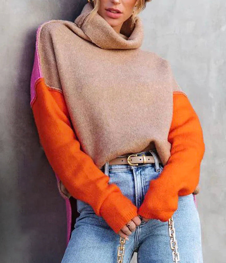 Beeindruckender Color-Block Strickpullover - AutumnVibe
