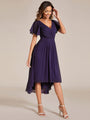 Chiffon feestjurk voor bruiloftsgast met V-hals en korte mouwen 116