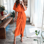 Maxikleid mit Rüschen und V-Ausschnitt - Elina