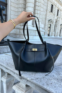 Everyday Leather Tote Bag with Front Closure Detail 2