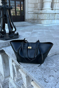 Everyday Leather Tote Bag with Front Closure Detail 3