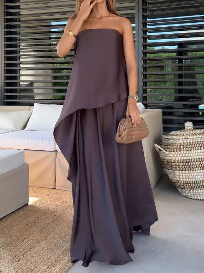 Zweiteiliges Off-Shoulder-Blusen- und Maxirock-Set für Damen – Jolina