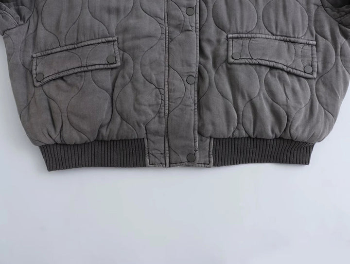 Women's Oversized Gray Bomber Jacket - Alexa