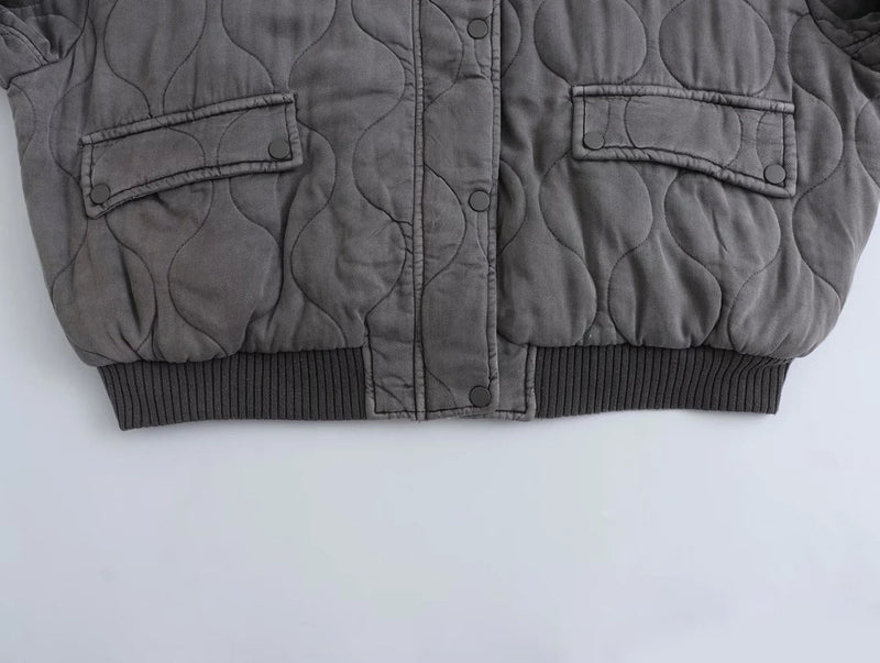 Women's Oversized Gray Bomber Jacket - Alexa