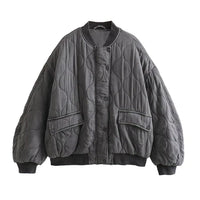 Women's Oversized Gray Bomber Jacket - Alexa