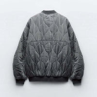 Women's Oversized Gray Bomber Jacket - Alexa