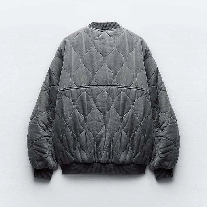 Women's Oversized Gray Bomber Jacket - Alexa