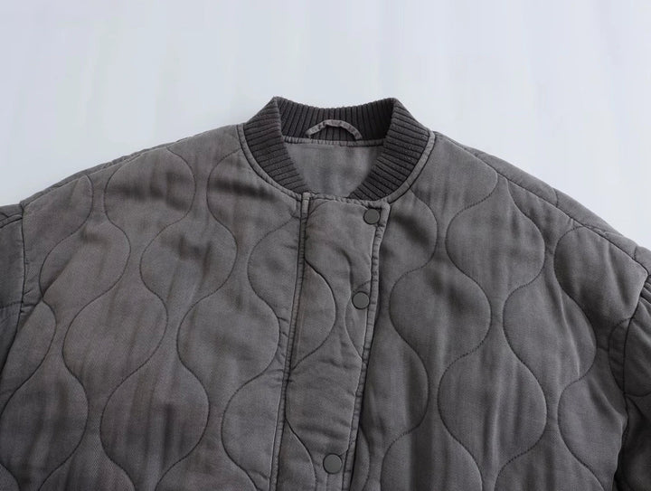 Women's Oversized Gray Bomber Jacket - Alexa