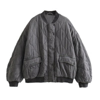 Women's Oversized Gray Bomber Jacket - Alexa