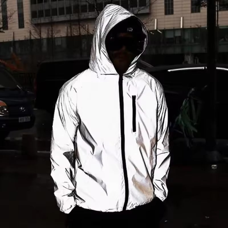Hochreflektierende und wasserdichte Unisex-Regenjacke - LumiSafe