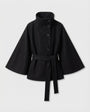 Women's Belted Wool-Blend Cape Jacket - High-Collar Winter Layer 5