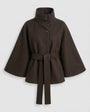 Women's Belted Wool-Blend Cape Jacket - High-Collar Winter Layer 2