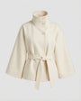 Women's Belted Wool-Blend Cape Jacket - High-Collar Winter Layer 3