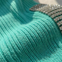 Fitted Rhinestone Shoulder Knit Top - Laura