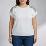 Fitted Rhinestone Shoulder Knit Top - Laura
