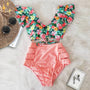 Bikini Set mit Rüschentop und Hoher Taille Hose – Zaya