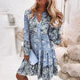 Midi-Kleid mit Blumenprint, langen Ärmeln und Knopfleiste – Amelise