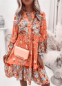 Midi-Kleid mit Blumenprint, langen Ärmeln und Knopfleiste – Amelise