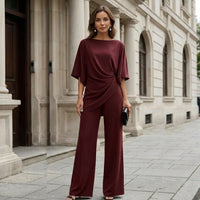 Draped Blouse & Wide-Leg Pant Two-Piece Set 11