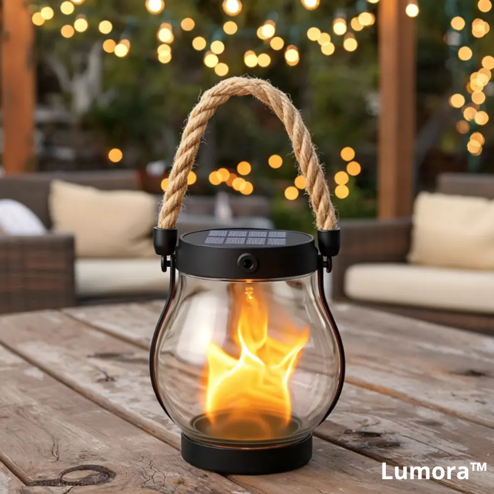 Solar Lantern Outdoor Light with Flickering Flame Effect 7