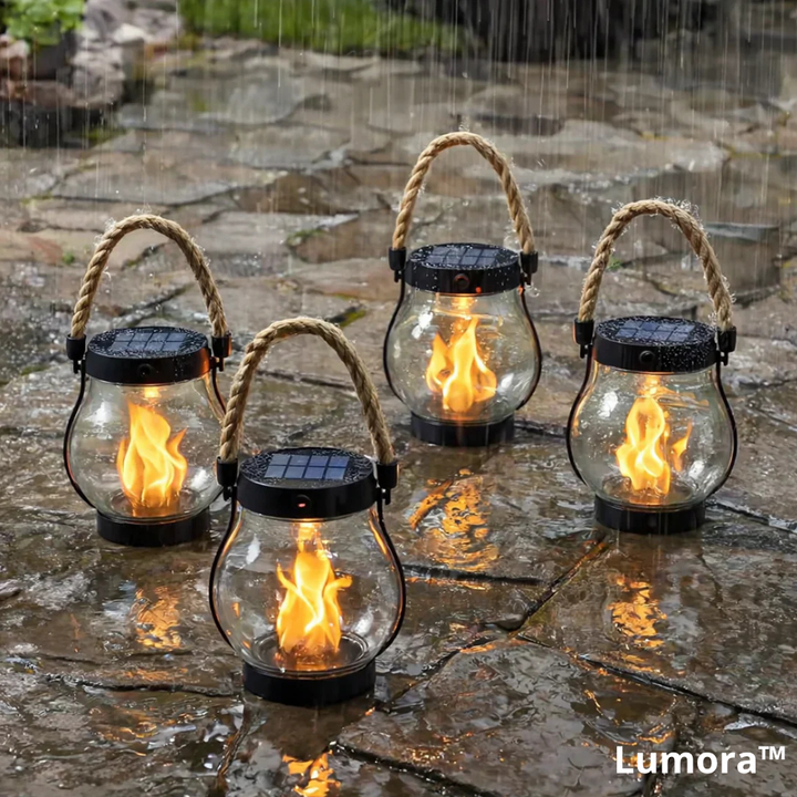 Solar Lantern Outdoor Light with Flickering Flame Effect 4